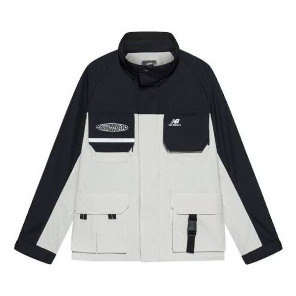 New Balance Windproof Hooded Cargo Jacket Asia Sizing 'Black White' NAA3N011-BEI