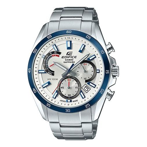 CASIO EDIFICE Sapphire Crystal Stainless Steel Strap Mens WhiteBlue Analog EFB-510JDB-7A