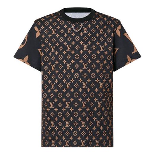 Men's LOUIS VUITTON FW21 Monogram Logo Full Print Short Sleeve Brown 1A93IW