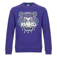 Men's KENZO SS21 Tiger Sweatshirt Classic Pattern Embroidered Long Sleeves Purple FA55SW0014XA-80