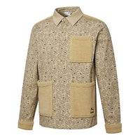 PUMA Paisley Woven Shirt cashew Pattern Multiple Pockets logo Jacket Khaki 534978-12