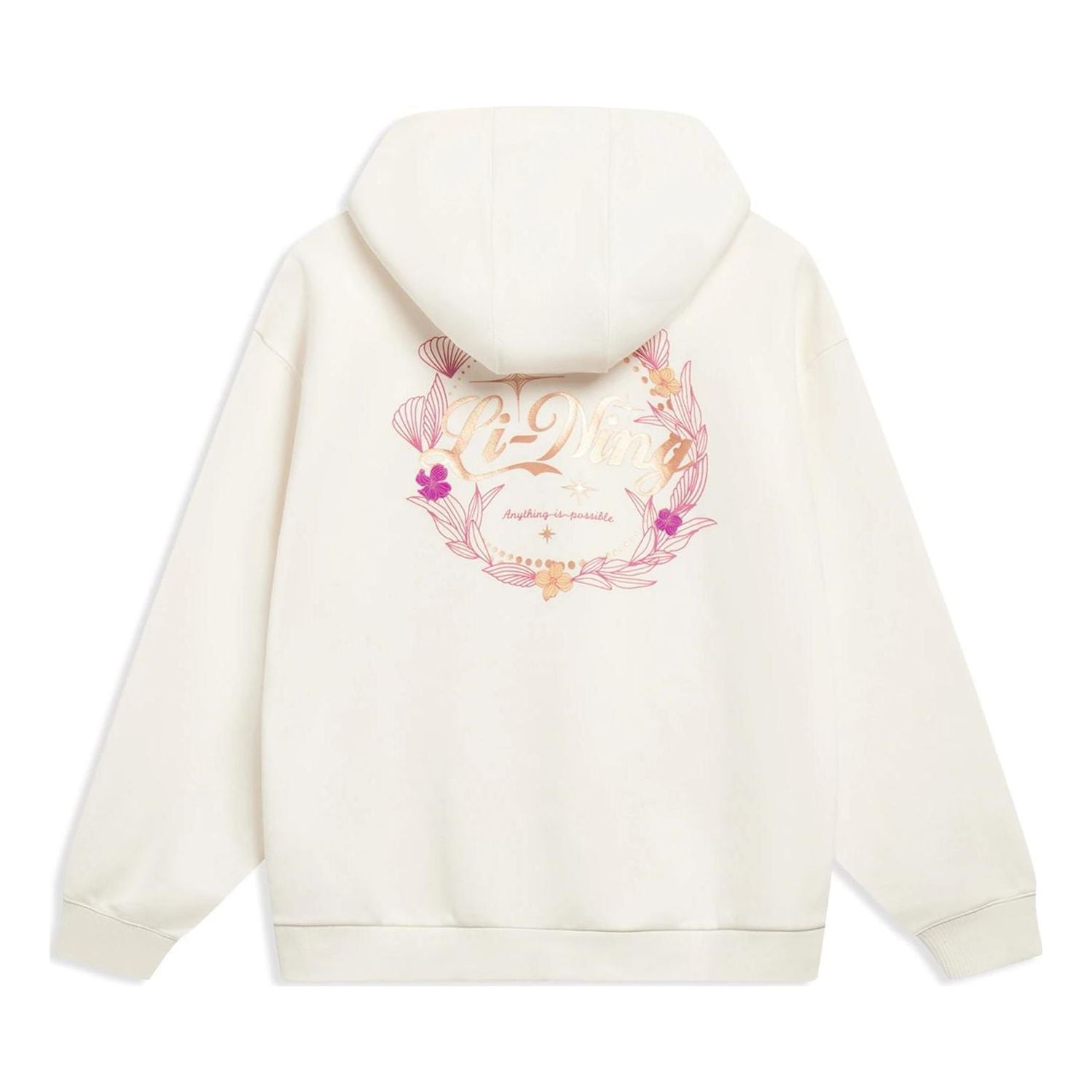 (WMNS) Li-Ning Anything Is Possible Floral Graphic Hoodie 'Beige' AWDT016-1