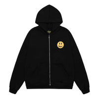 Drew House Smiling Face Printing Zipper Jacket Unisex Black DR0220