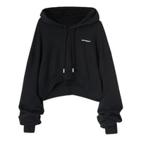 (WMNS) Off-White Embroidered-Logo Cropped Hoodie 'Black' OWBB050C99JER0011001