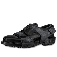 LOUIS VUITTON Harness Derby Shoes 'Black with Monogram Straps' 1A8ACU