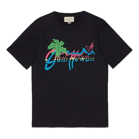 Gucci Hawaii Oversized Rainbow Printed For Men Black 616036-XJCSR-1142