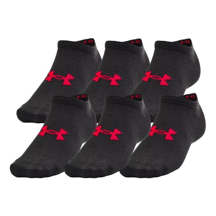 Under Armour Essentials No Show Socks - 6-Pack 'Black Red' 1358780-001