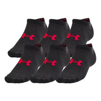 Under Armour Essentials No Show Socks - 6-Pack 'Black Red' 1358780-001