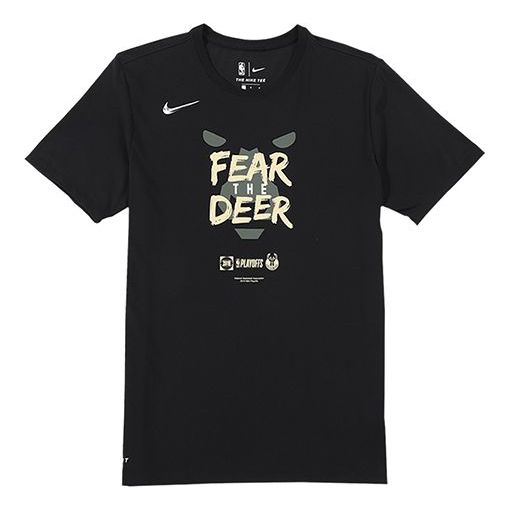 Nike Dri-Fit NBA Milwaukee Bucks Round Neck Pullover Sports Short Sleeve Black CU4277-010
