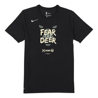 Nike Dri-Fit NBA Milwaukee Bucks Round Neck Pullover Sports Short Sleeve Black CU4277-010