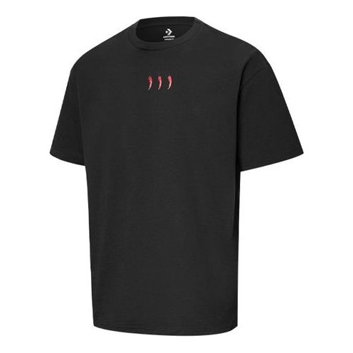 Converse Pepper Embroidery Casual Sports Short-Sleeved Black 10020857-A02