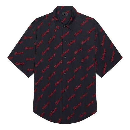 Balenciaga Minimal Short Sleeve Shirt 'Black Red' 658841TKO521076