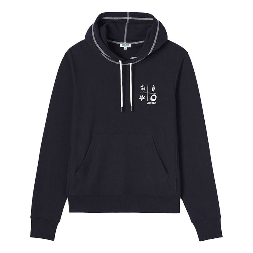 KENZO Printing Pattern Drawstring Hoodie 'Black White' FA55SW3644ME-99