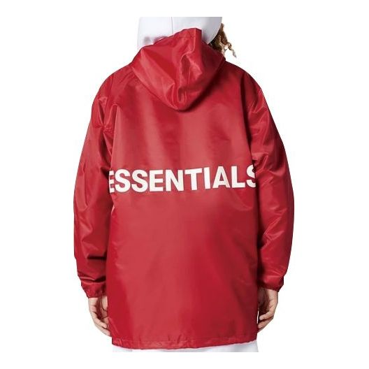 Fear of God Essentials Graphic Hooded Coach Jacket 'Red' FOG-FW19-84