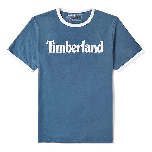 Men's Timberland Casual Round Neck Printing Short Sleeve Blue A2B86288