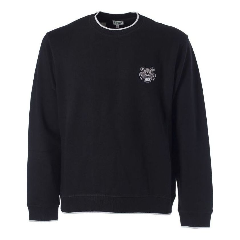 KENZO Tiger Head Pattern Round Neck Pullover Long Sleeves Unisex Black F765SW0054MD-99