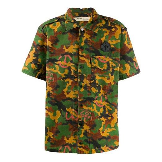 Off-White Camouflage Printing Short Sleeve Shirt Version Green OMGA107R203620019900