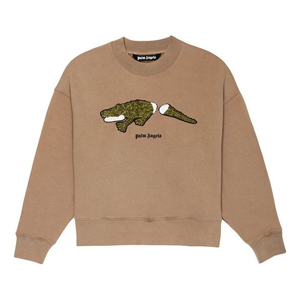 Men's PALM ANGELS Pattern Printing Pullover Khaki PMBA026E20FLE0086255