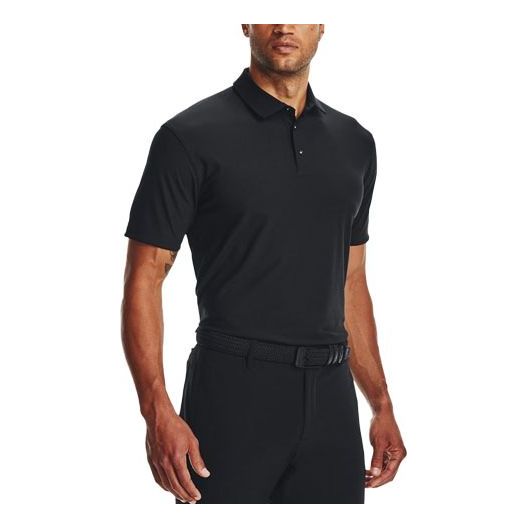 Men's Under Armour Luxe Casual Breathable Golf Sports Short Sleeve Polo Shirt Black 1366250-001