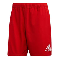 Men's adidas Solid Color Stripe Casual Rugby Sports Shorts Red DY8499