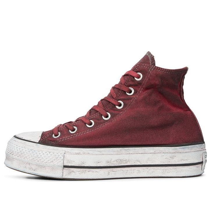 (WMNS) Converse Chuck Taylor All Star Canvas Rust Platform High Top Thick Sole Dirty Shoes Wine Red 565761C