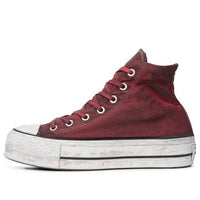 (WMNS) Converse Chuck Taylor All Star Canvas Rust Platform High Top Thick Sole Dirty Shoes Wine Red 565761C