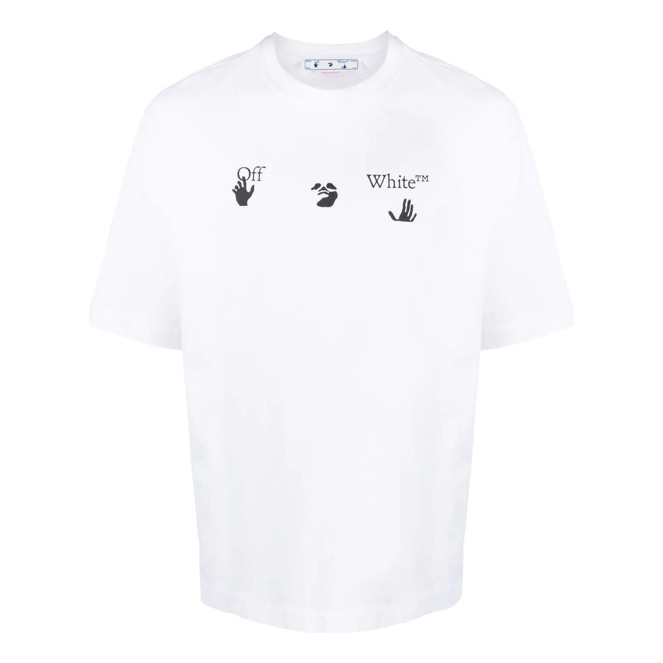 Men's Off-White Logo Printing Round Neck Short Sleeve White T-Shirt OMAA119C99JER0030110