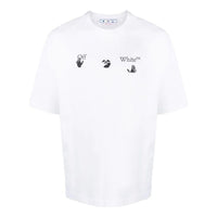 Men's Off-White Logo Printing Round Neck Short Sleeve White T-Shirt OMAA119C99JER0030110