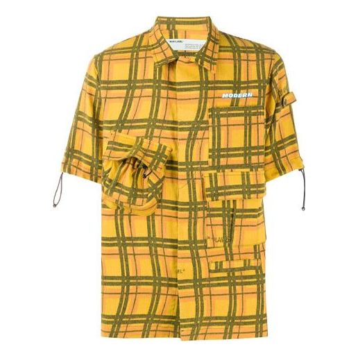 Off-White Plaid Pocket Short Sleeve Shirt Version Yellow OMGA113S20H930206000