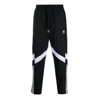 Men's adidas originals FW22 Rekive Printing Logo Stripe Drawstring Straight Sports Pants/Trousers/Joggers Black HK7325