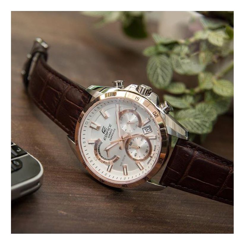CASIO EDIFICE Sapphire Crystal Mens Brown Analog EFB-510JBL-7A