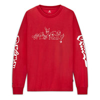 Converse x POKEMON Crossover Cartoon Printing Sports Round Neck Long Sleeves Couple Style Red 10023899-A01