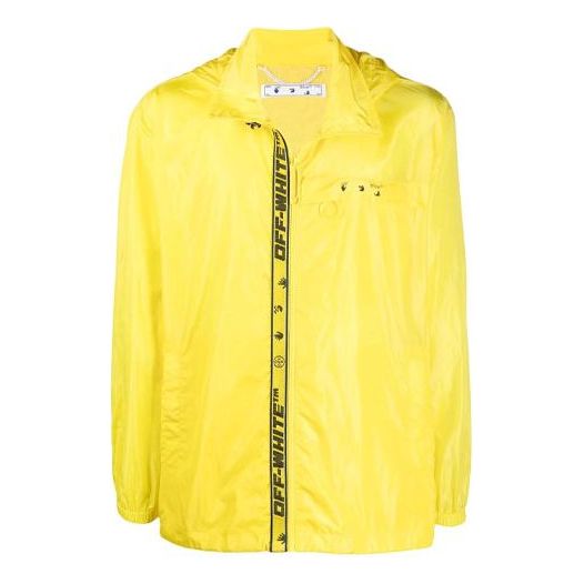 Off-White SS21 Logo Alphabet Printing Zipper Windbreaker Ordinary Version Yellow OMEB014S21FAB0011010
