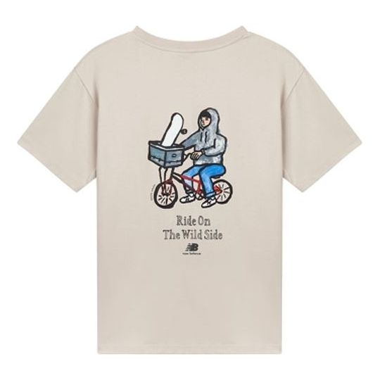 New Balance Graphic Print Tee Asia Sizing 'Beige Blue' AMT12343-GOK