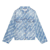 Balenciaga Allover Script Logo Denim Jacket 'Light Blue White' 681690TJW904200