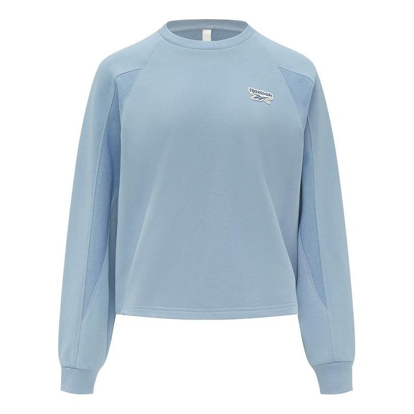 (WMNS) Reebok Round Neck Knitted Loose Casual Pullover Sweatshirt 'Blue' 23FRC304WGB4