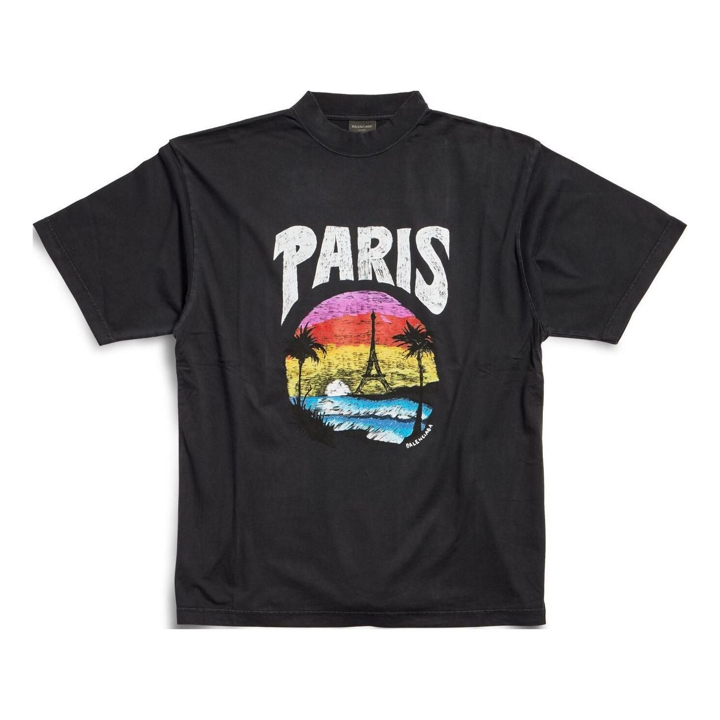 Balenciaga Paris Tropical T-shirt Medium Fit 'Black' 764235TPVL91569