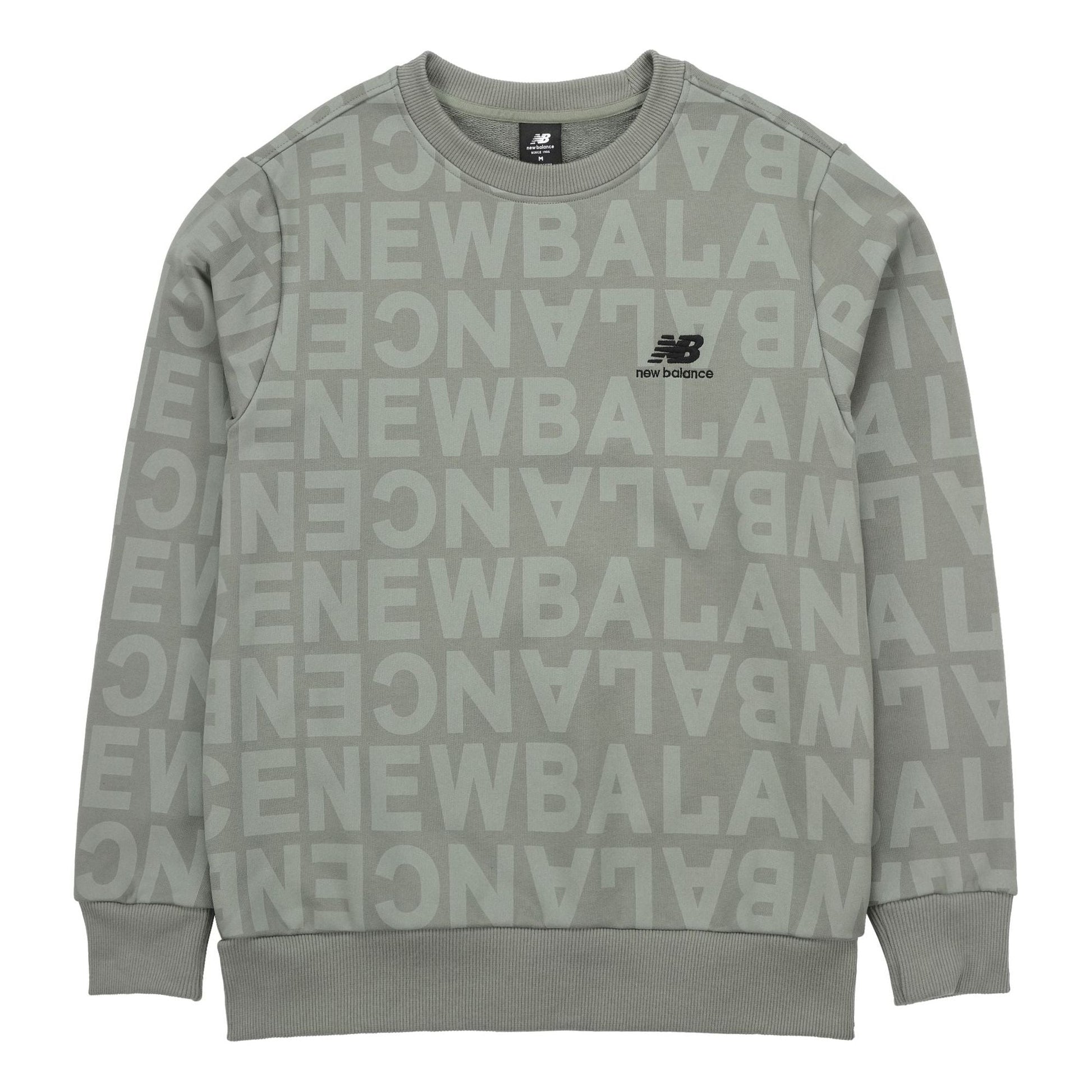 New Balance Men's New Balance Logo Full Print Sports Round Neck Pullover Olive Green AMT14333-OLG