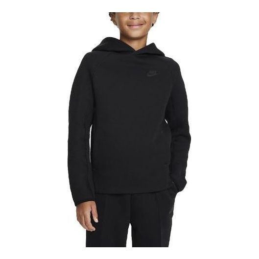 (GS) Nike Sportswear Tech Fleece Logo Pullover Hoodie 'Black' FD3291-011