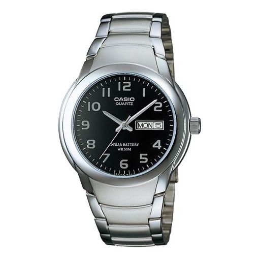 CASIO Waterproof Stainless Steel Strap Mens SilverBlack Analog MTP-1229D-1A