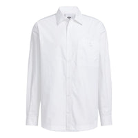 adidas originals Solid Color single breasted Long Sleeves Shirt Couple Style White HU1230