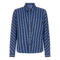 Men's Off-White Flannel Plaid Blue Shirt OMGA133F20FAB0014501