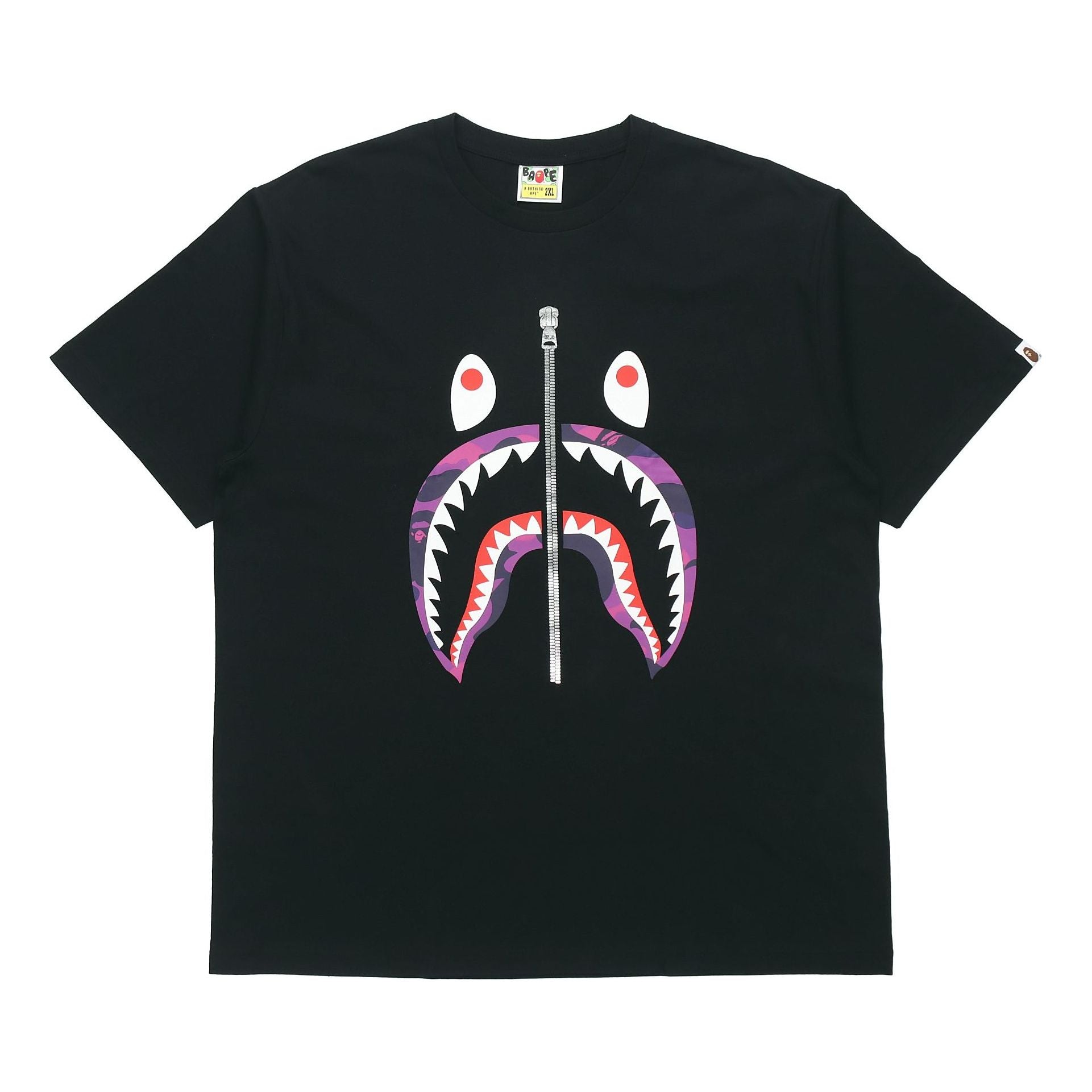 A BATHING APE Shark Face Half-Zip T-Shirt 'Black' BAPE-SS18-003