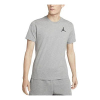 Men's Air Jordan Solid Color Logo Embroidered Round Neck Short Sleeve Gray T-Shirt DC7486-091