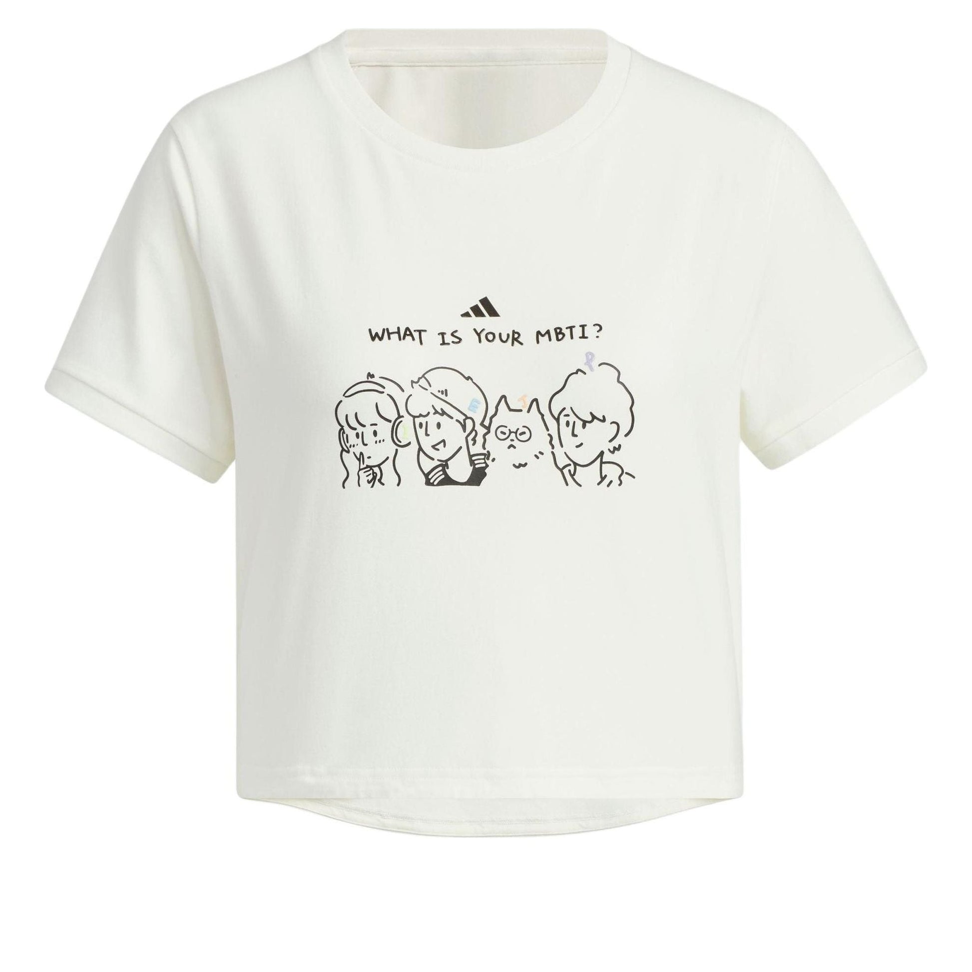 (WMNS) adidas Graphic Crop T-Shirt Asia Sizing 'White Black' JN6663