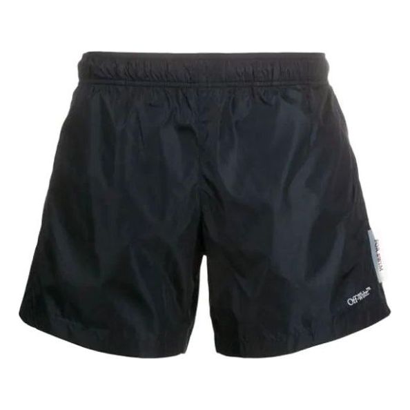 Off-White Logo Applique Sports Swimming Trunks Men's Black OMFA003F20FAB0011001