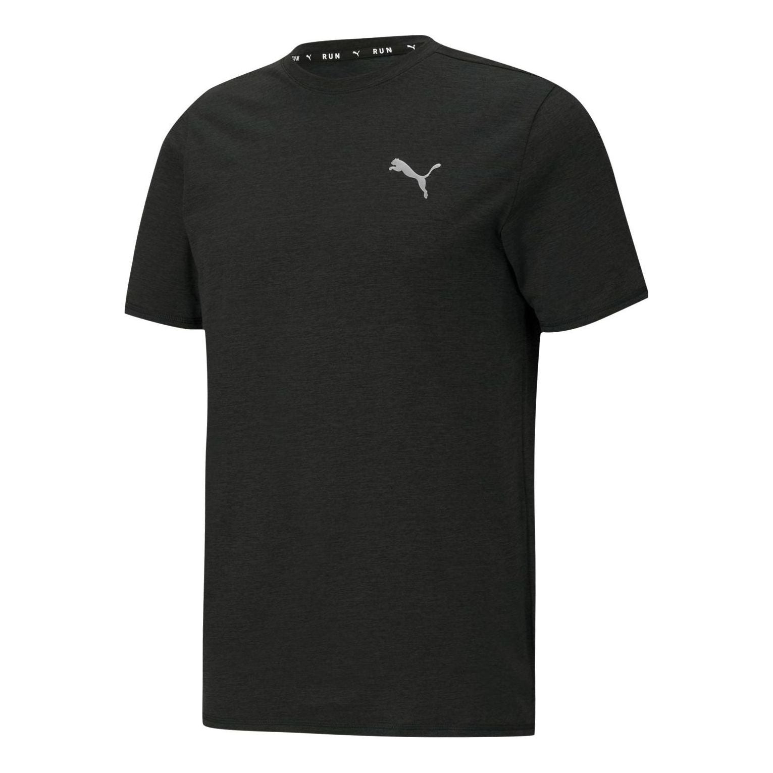 PUMA Running Heather Short Sleece T-shirt 'Black' 520610-01