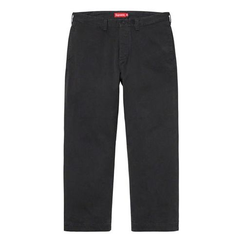Supreme FW19 Week 7 Crown Chino Pant Pocket Logo Casual Long Pants Black SUP-FW19-689