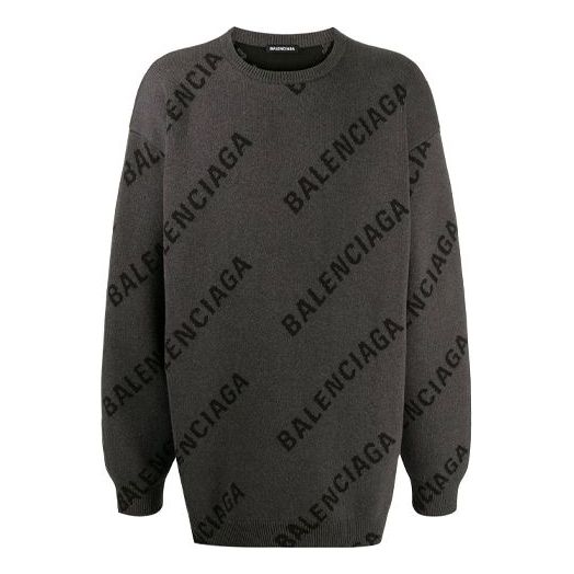 Balenciaga Intarsia Knit Logo Jumper 'Grey' 625970T31781262
