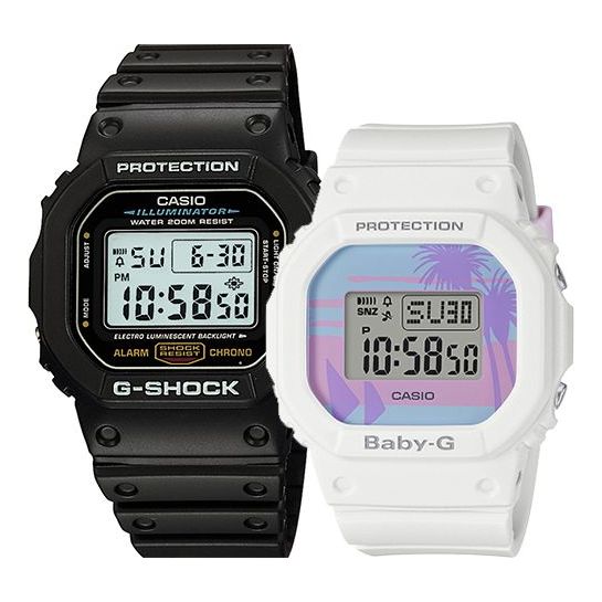 CASIO G-Shock Square 'Black White' DW-5600E-1VPF+BGD-560BC-7PR